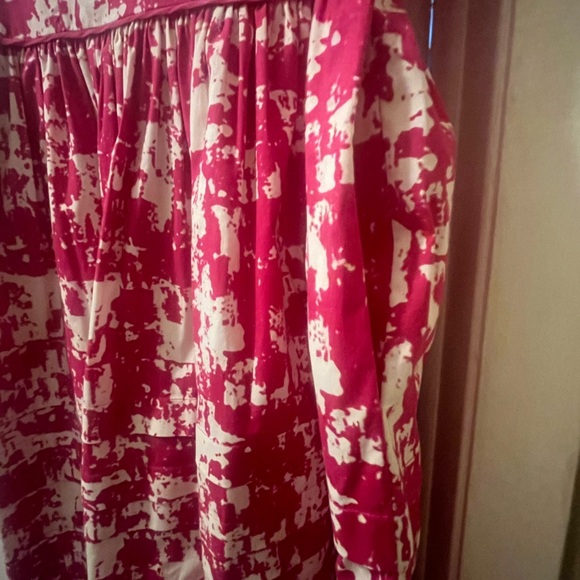 Oscar de la Renta Abstract Pink + White Print Knee-Length Cotton Dress Sz 2 EUC - Picture 10 of 11